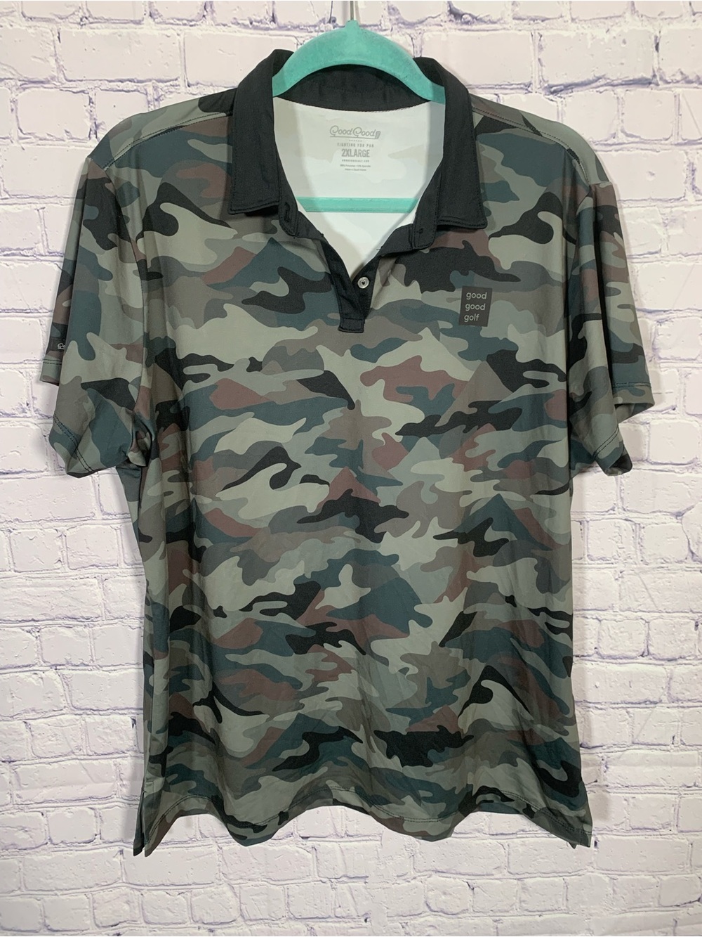 Good Good Golf Womens Can't See Me Polo Camo Green Gray Sz 2XL Golf Prep Casual
